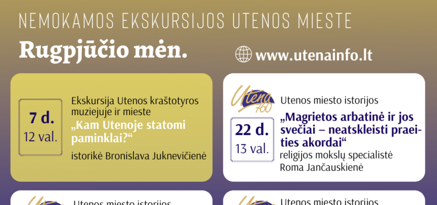 Rugpjūčio mėnesio nemokamos ekskursijos