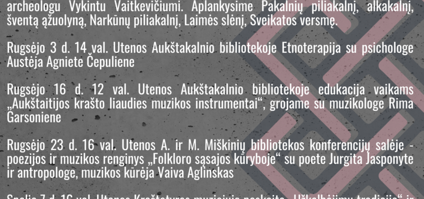 Etno dienos Utenoje. Etnoterapija su psichologe