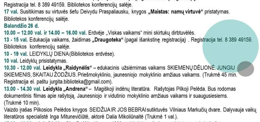 Nacionalinės Lietuvos bibliotekų savaitės renginiai