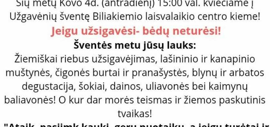 Užgavėnės Biliakiemyje