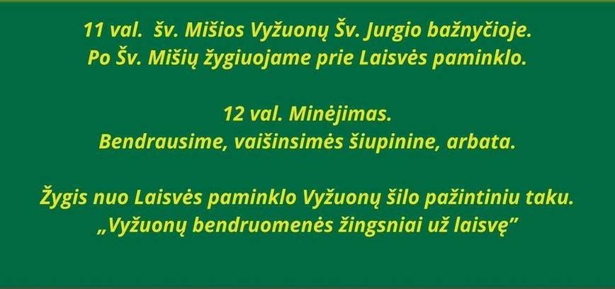 Lietuvos valstybės atkūrimo dienos minėjimas Vyžuonose
