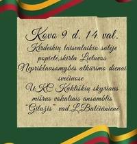 Lietuvos nepriklausomybės atkūrimo dienos minėjimas Kirdeikiuose