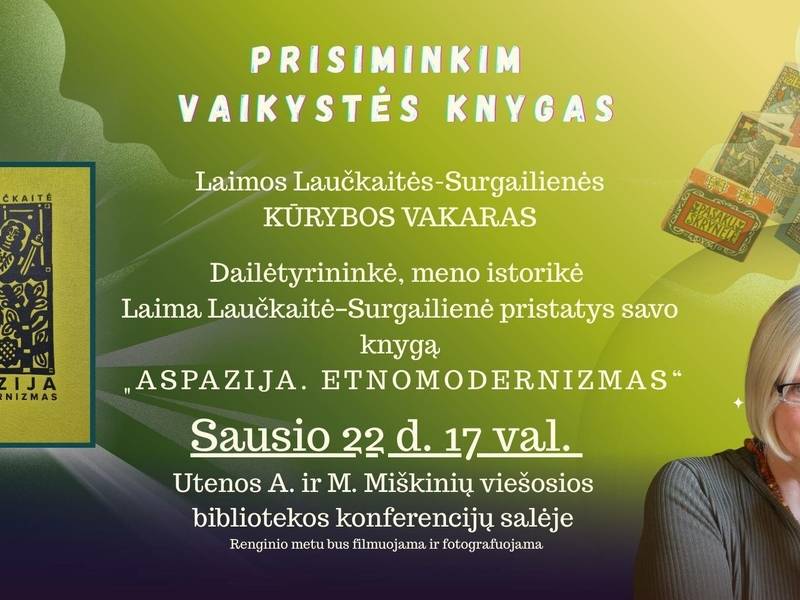 Mākslas kritiķes un mākslas vēsturnieces Laimas Laučkaites-Surgailienes grāmatas "Aspazija. Etnomodernisms" prezentācija