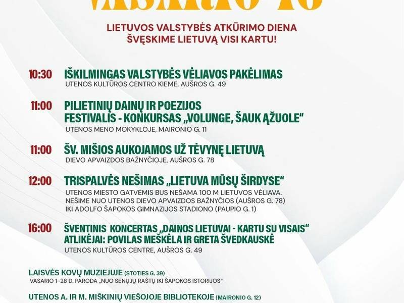  VASARIO 16-OJI – LIETUVOS VALSTYBĖS ATKŪRIMO DIENA